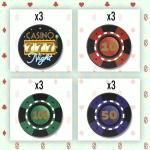 Poker Chip Coasters - 12 Casino Drink Coasters - Cardstock Disposable Table Coasters for Casino Party Decorations, Casino Birthday, Las Vegas Party, Poker Party, Game Night - Table Decoration