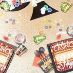 Poker Chip Coasters - 12 Casino Drink Coasters - Cardstock Disposable Table Coasters for Casino Party Decorations, Casino Birthday, Las Vegas Party, Poker Party, Game Night - Table Decoration