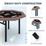 Garvee 48" Folding Poker Table, Folding Game Table Padded Rails ＆ Stainless Steel Cup Holders ＆ Collapsible Metal Legs, 8 Players Octagon Casino Table for Texas Holdem Games (Brown)