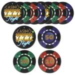 Poker Chip Coasters - 12 Casino Drink Coasters - Cardstock Disposable Table Coasters for Casino Party Decorations, Casino Birthday, Las Vegas Party, Poker Party, Game Night - Table Decoration