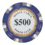Brybelly Monte Carlo Premium Poker Chips (50-Pack) Heavyweight 14-Gram Clay Composite ($500 Purple)