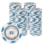 Gamers Lounge Monte Carlo 14-gram Poker Chips (100-pack) - Premium Heavyweight Clay Composite ($1 White)