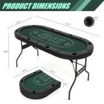 8 Player Foldable Poker Table Top - 4-in-1 Casino Game Set for Texas Hold'em, Blackjack, Craps & Roulette, Portable Folding Table Mat with Cup Holders & Full Props for Home Party, Game Night