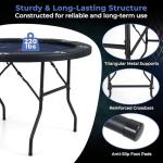 Goplus 48" Poker Table Foldable, 8 Player Round Casino Leisure Texas Holdem Game Table with Metal Legs, 8 Cup Holders, Indoor Folding Card Gaming Table for Blackjack & Club, Family Games (Blue)