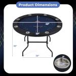 Goplus 48" Poker Table Foldable, 8 Player Round Casino Leisure Texas Holdem Game Table with Metal Legs, 8 Cup Holders, Indoor Folding Card Gaming Table for Blackjack & Club, Family Games (Blue)