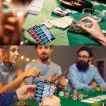 AmazingSpark Poker Hand Rankings Chart Rules Cheat Sheet Cards Poker Hands Ranking Card Beginners Quick Reference Guide Cheat Sheet for Texas Hold(Red,Blue,8 Pcs)