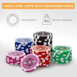AIBETOMG Poker Chips with Numbers,500Pcs Poker Chips Set with Aluminum Travel Case,11 Gram Casino Poker Set for Texas Holdem, Blackjack