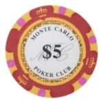 Brybelly Monte Carlo Premium Poker Chips (50-Pack) Heavyweight 14-Gram Clay Composite ($5 Red)