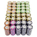 Playzaic (1,000-count) Tournament Bulk Monte Carlo Clay Composite Poker Chips - 13.5-gram Deluxe Casino Quality with Holographic Inlay and Tri-Color Crown Edge Design