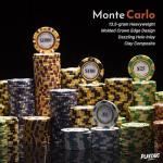 Playzaic (1,000-count) Tournament Bulk Monte Carlo Clay Composite Poker Chips - 13.5-gram Deluxe Casino Quality with Holographic Inlay and Tri-Color Crown Edge Design