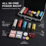 LOYCHIP 300 Piece Poker Set 11.5g Numbered Chips with Aluminum Case 2 Decks Cards Dealer Blind Buttons 5 Dice for Texas Holdem Blackjack Casino Gaming