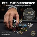 LOYCHIP 300 Piece Poker Set 11.5g Numbered Chips with Aluminum Case 2 Decks Cards Dealer Blind Buttons 5 Dice for Texas Holdem Blackjack Casino Gaming