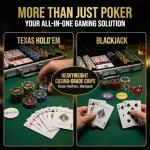 LOYCHIP 300 Piece Poker Set 11.5g Numbered Chips with Aluminum Case 2 Decks Cards Dealer Blind Buttons 5 Dice for Texas Holdem Blackjack Casino Gaming