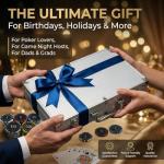 LOYCHIP 300 Piece Poker Set 11.5g Numbered Chips with Aluminum Case 2 Decks Cards Dealer Blind Buttons 5 Dice for Texas Holdem Blackjack Casino Gaming