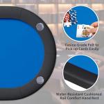 8 Player Oval Poker Table, 72" Foldable Card Table with Storage Bag, Professional Casino Grade Felt & Deep Metal Cup Holders - Portable Folding Game Tables for Texas Holdem, Blackjack, Blue