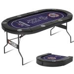 RAYKEEP Poker Table Foldable, 8 Player Folding Poker Tables w/Collapsible Legs, Casino Grade Felt, Padded Rails and Cup Holders, Portable Poker Table for Texas Holdem Poker and Blackjack, 71 Inch