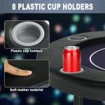 RAYKEEP Poker Table Foldable, 8 Player Folding Poker Tables w/Collapsible Legs, Casino Grade Felt, Padded Rails and Cup Holders, Portable Poker Table for Texas Holdem Poker and Blackjack, 71 Inch