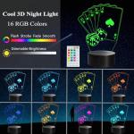 POSSHE Poker Night Light, 3D Illusion Lamp with 16 Colors Changing, Timer, 4 Flash Modes and Dimmable, Poker Cards Decor Playing Cards Dice for Casino Decorations, Man Cave Lights Poker Accessories