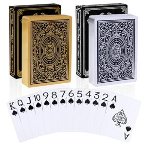 Etyishe Plastic Playing Cards,Waterproof Cards,Deck of Cards,Jumbo Large Print Playing Cards for Adult Senior,Premium Poker Card Set for Fun Pool Beach Party Card Games,Metallic Gold & Silver(2 Pack)