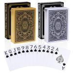 Etyishe Plastic Playing Cards,Waterproof Cards,Deck of Cards,Jumbo Large Print Playing Cards for Adult Senior,Premium Poker Card Set for Fun Pool Beach Party Card Games,Metallic Gold & Silver(2 Pack)