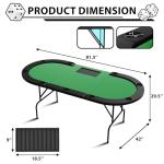 PeakPursuit Oval Poker Table with Collapsible Legs, Blackjack Gaming Tables for 8 Players, Casino Leisure Table with Water-Resistant Cushioned Rail