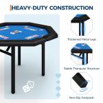 PeakPursuit 8-Player Foldable Poker Table, Protable Blackjack Texas Holdem Table with Padded Rails ＆ Stainless Steel Cup Holders, Octagon Casino Table for Blackjack, Family Games, Club (Blue)