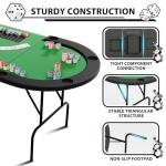 PeakPursuit Oval Poker Table with Collapsible Legs, Blackjack Gaming Tables for 8 Players, Casino Leisure Table with Water-Resistant Cushioned Rail