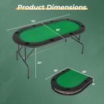 Giantex 8 Player Poker Table Foldable, Folding Card Board Game Table w/8 Cup Holders & Comfy Armrests, Casino Grade Felt, Portable Oval Texas Holdem Blackjack Poker Tables, No Assemble Required