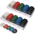 IXIGER Poker Chips Set(200pcs),Poker Chips with Denominations,Plastic Learning Counters Disks and Learning Math Counting Chips, 2PCS Counter chip Holder Game Night Party Supplies