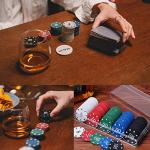 IXIGER Poker Chips Set(200pcs),Poker Chips with Denominations,Plastic Learning Counters Disks and Learning Math Counting Chips, 2PCS Counter chip Holder Game Night Party Supplies