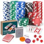 Kiddie Play Poker Chips Set 100 PCS 11.5 Gram Chips with Dice for Texas Hold’em Blackjack Gambling