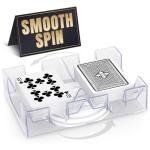 Dual Deck Revolving Canasta Card Holder – 360° Rotating Acrylic card holders for playing cards Tray | Holds 2 Decks for Poker, Bridge & More | Clear, Durable & Easy Access for Home & Casino Games