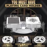 Dual Deck Revolving Canasta Card Holder – 360° Rotating Acrylic card holders for playing cards Tray | Holds 2 Decks for Poker, Bridge & More | Clear, Durable & Easy Access for Home & Casino Games