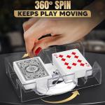 Dual Deck Revolving Canasta Card Holder – 360° Rotating Acrylic card holders for playing cards Tray | Holds 2 Decks for Poker, Bridge & More | Clear, Durable & Easy Access for Home & Casino Games