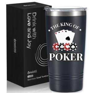 Onebttl Poker Gifts for Men, Unique Poker Player Gifts - The King of Poker - 20oz Tumbler Gifts for Poker Lovers, Birthday Gifts, Christmas Gifts, Gift Box and Card Included