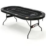 RAYKEEP 10 Player Poker Table Foldable, 84" Folding Blackjack Texas Holdem Table, Portable Casino Leisure Card Board Game Table with Cup Holders and Padded Rails for Game Room (Black)