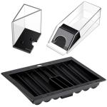 Honoson Poker Chip Tray with 6 Deck Blackjack Shoe and Discard Tray Black Poker Chip Dealer Holder Card Shoe Black Plastic Jack Dispenser Table Set for Casino Game Party Accessories