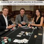 RAYKEEP 10 Player Poker Table Foldable, 84" Folding Blackjack Texas Holdem Table, Portable Casino Leisure Card Board Game Table with Cup Holders and Padded Rails for Game Room (Black)