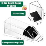 Honoson Poker Chip Tray with 6 Deck Blackjack Shoe and Discard Tray Black Poker Chip Dealer Holder Card Shoe Black Plastic Jack Dispenser Table Set for Casino Game Party Accessories