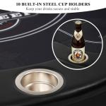 RAYKEEP 10 Player Poker Table Foldable, 84" Folding Blackjack Texas Holdem Table, Portable Casino Leisure Card Board Game Table with Cup Holders and Padded Rails for Game Room (Black)