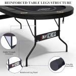 RAYKEEP 10 Player Poker Table Foldable, 84" Folding Blackjack Texas Holdem Table, Portable Casino Leisure Card Board Game Table with Cup Holders and Padded Rails for Game Room (Black)