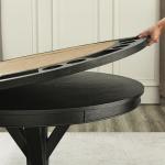 Steve Silver Furniture Rylie 6pc Dining Table Set w/ 48" Folding Game Top, Trestle Table Base, and 4 Sand Vegan Leather Dining Chairs, Cards/Poker Table, Cupholders, 48"L x 48"W x 30"H, Black, Sand