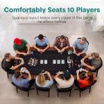 SereneLife 7ft Poker Table for 10 Players - Heavy Duty Oval Texas Hold'em Casino Table for Game Room, 25mm Reinforced Metal Legs, Durable Black PVC Rail, 10 Deep Cup Holders & Professional Layout