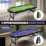 8 Player Poker Table with 2 Interchangeable Game mats, Texas Holdem and Blackjack, Collapsible Casino Table with Padded Rails and XXL Cup Holders for Wine and Whiskey Glasses, (71 in) - Burgundy
