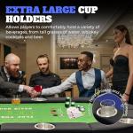 8 Player Poker Table with 2 Interchangeable Game mats, Texas Holdem and Blackjack, Collapsible Casino Table with Padded Rails and XXL Cup Holders for Wine and Whiskey Glasses, (71 in) - Burgundy