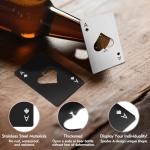 6PCS Poker Card Bottle Openers, Stainless Steel Credit Card Size Beer Bottle Opener - 3 Black & 3 Silver Poker Themed Cap Openers (Ace of Spades Design)