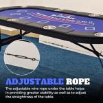 8 Player Poker Table with 2 Interchangeable Game mats, Texas Holdem and Blackjack, Collapsible Casino Table with Padded Rails and XXL Cup Holders for Wine and Whiskey Glasses, (71 in) - Burgundy