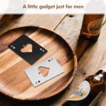 6PCS Poker Card Bottle Openers, Stainless Steel Credit Card Size Beer Bottle Opener - 3 Black & 3 Silver Poker Themed Cap Openers (Ace of Spades Design)