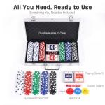 sharkplay 300 Pcs Poker Chips Set for Texas Holdem, 11.5g Clay Chips with Aluminum Carrying Case, Playing Cards & Game Buttons