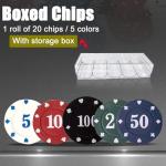 HONGSHUYEE Plastic Poker Chips Set with Storage Box for Blackjack, Texas Hold'em, Night Poker Games(100 Pcs)